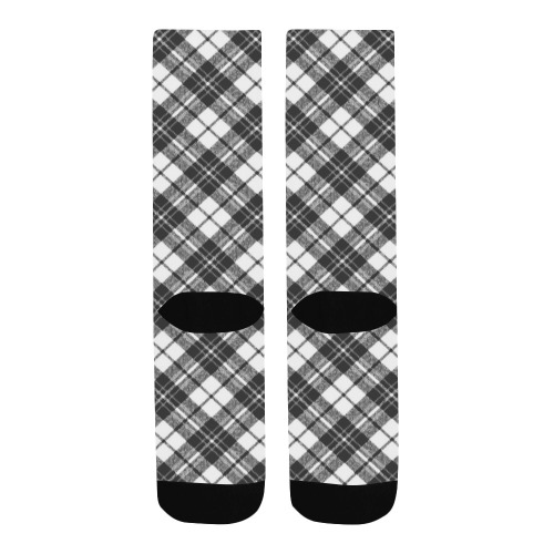 Tartan black white pattern holidays Christmas xmas elegant lines geometric cool fun classic elegance Men's Custom Socks