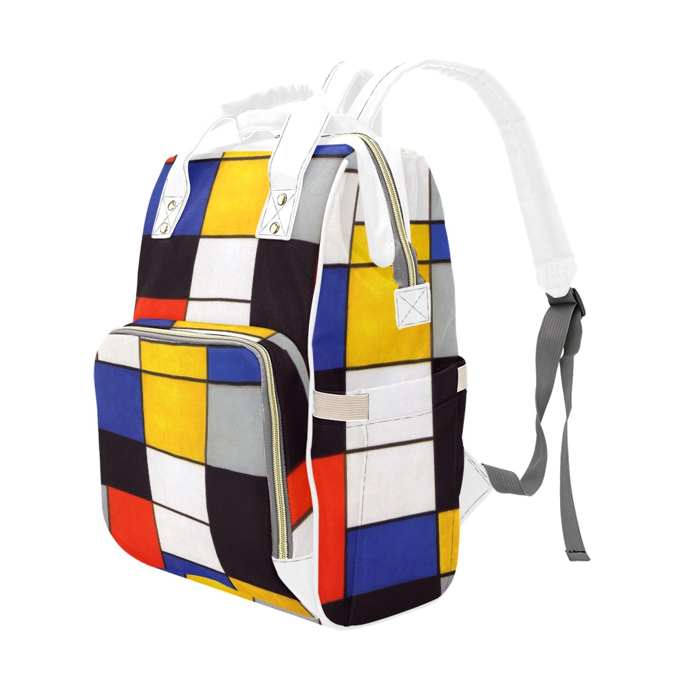 Composition A by Piet Mondrian Multi-Function Diaper Backpack/Diaper Bag (Model 1688)