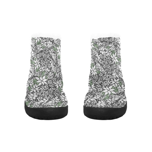Petals in the Wind Green Women's Cotton-Padded Shoes (Model 19291)