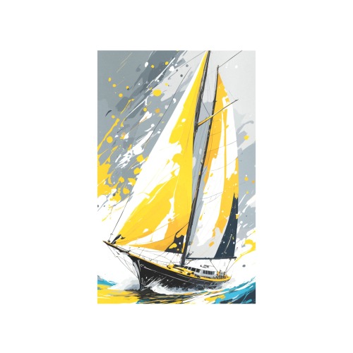 Sail boat at stormy sea. Cool fantasy colorful art Art Print 19‘’x28‘’