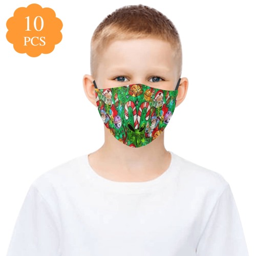 Christmas Pop Art by Nico Bielow 3D Mouth Mask with Drawstring (Pack of 10 & 20 Filters Included) (Model M04)