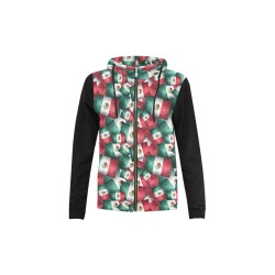 Mexico Flags / Black All Over Print Full Zip Hoodie for Kid (Model H14)