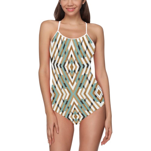 Tribe boho geometric-33B Strap Swimsuit ( Model S05)