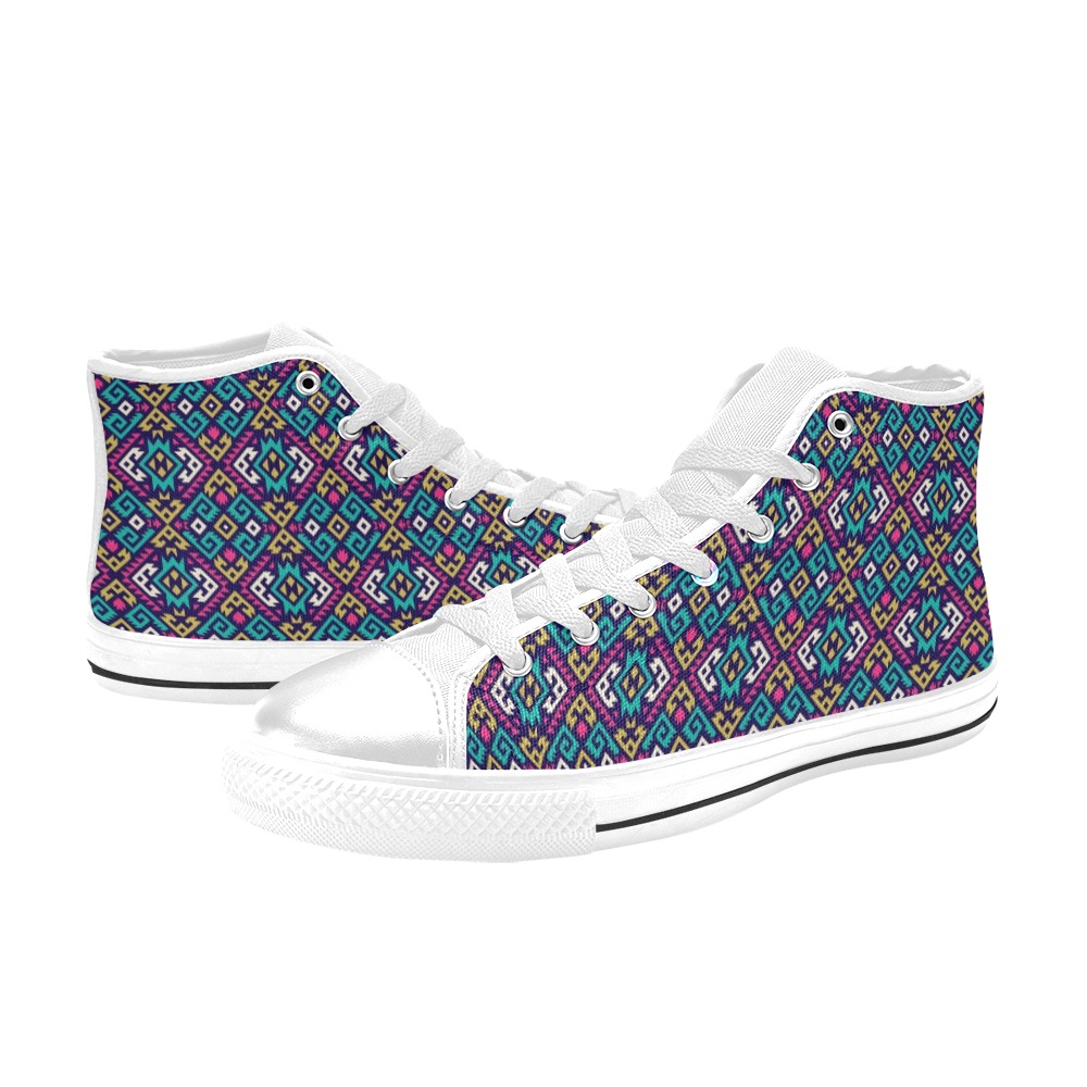 Abstract Pattern Colorful Women's Classic High Top Canvas Shoes (Model 017)