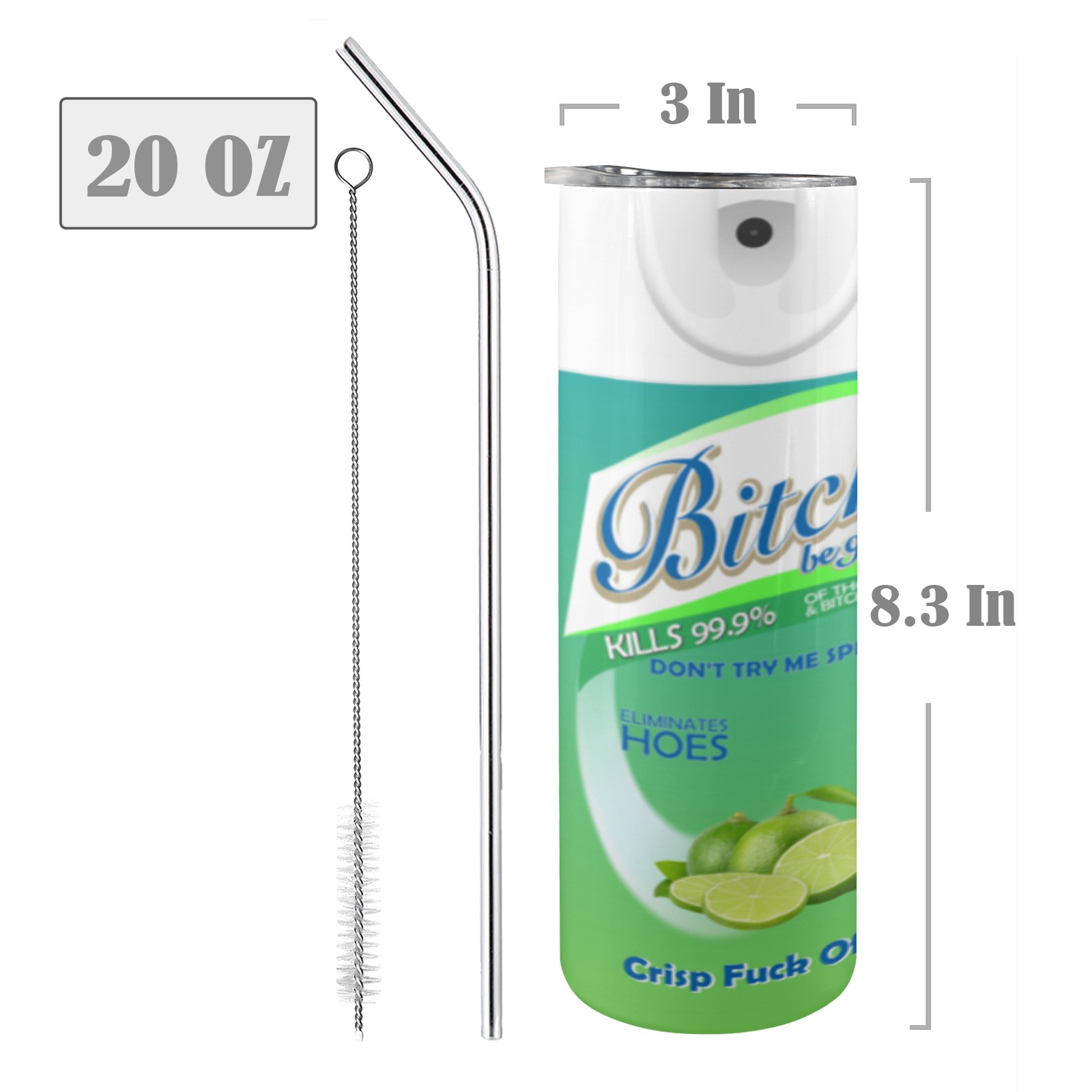 lime 20oz Tall Skinny Tumbler with Lid and Straw