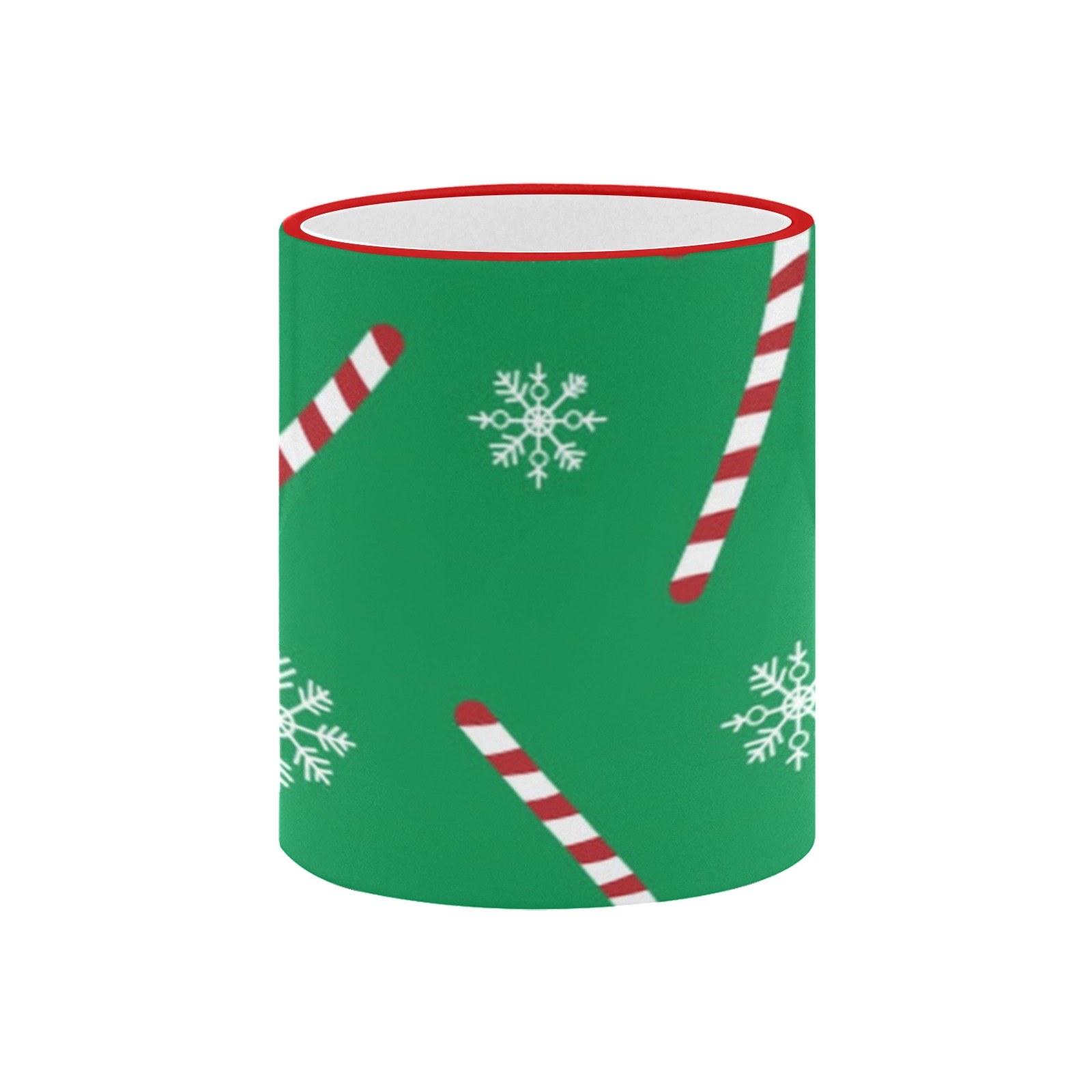 Candy Canes and Snowflakes Custom Edge Color Mug (11oz)