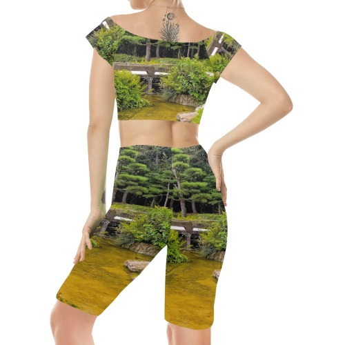 Japanese garden Women's Crop Top Yoga Set