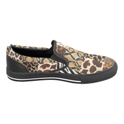 Wild Fusion Slip-on Canvas Shoes (Black) Women's Slip-on Canvas Shoes (Model 019)