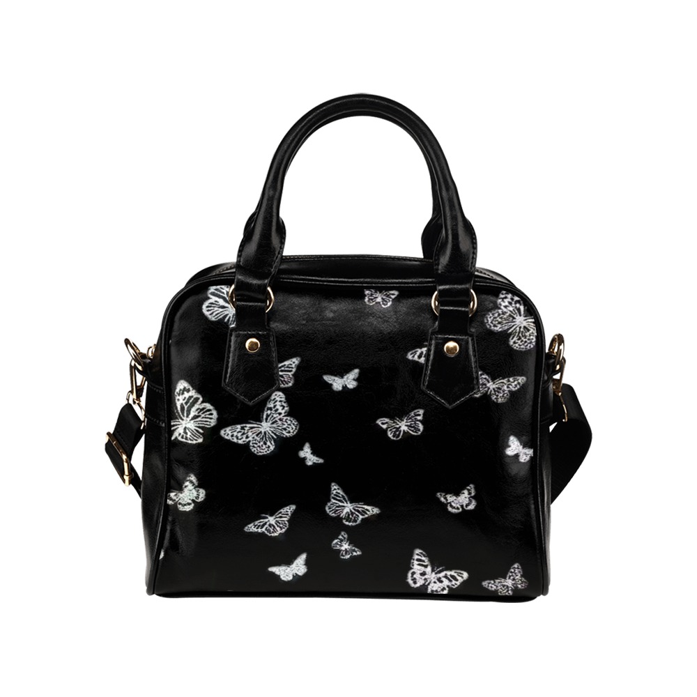Black Butterfly Shoulder Handbag (Model 1634)