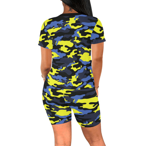 Hypebeast Modern Fashion Camouflage Camo Women's Short Yoga Set