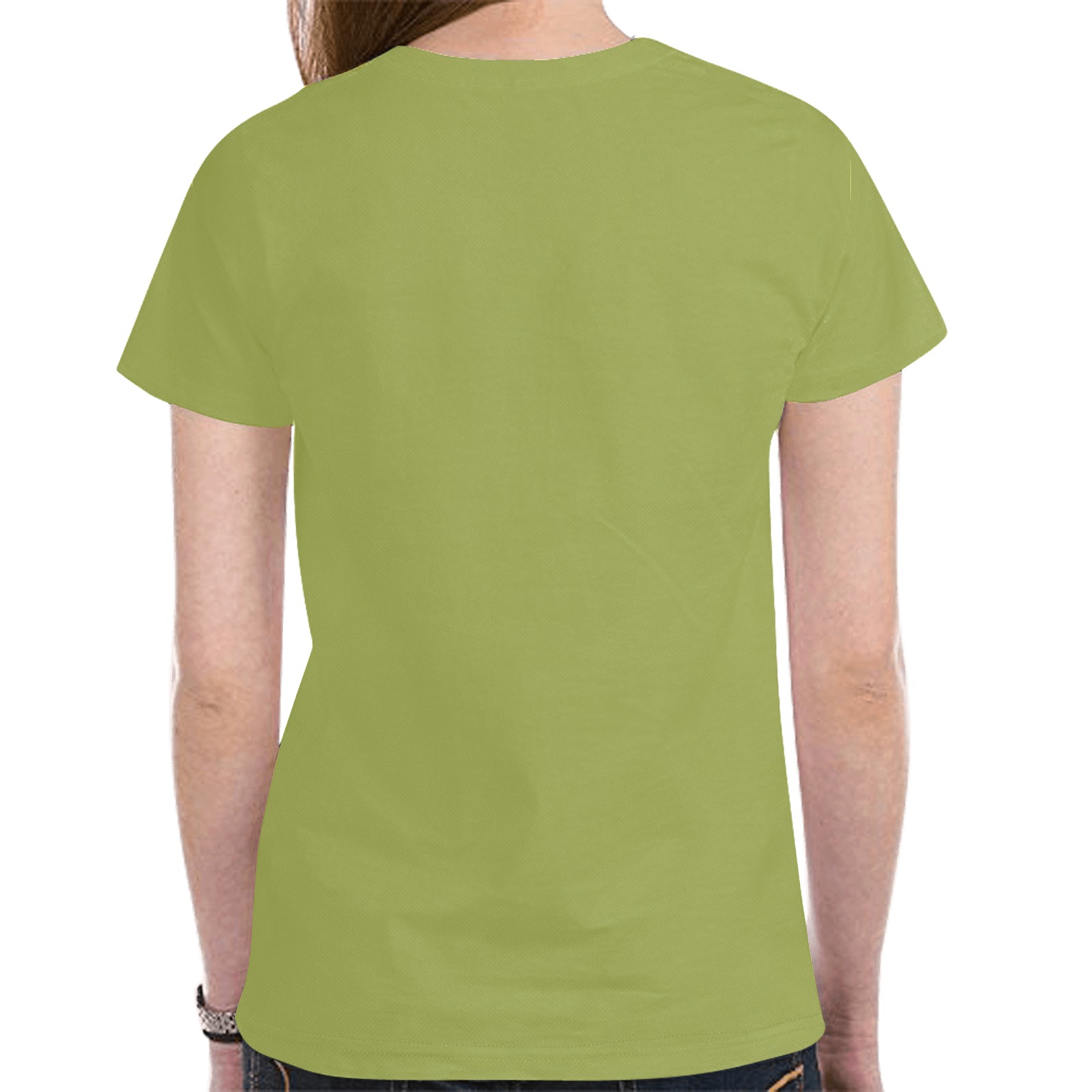 Sugar Skull Horse Pink Roses Olive Green New All Over Print T-shirt for Women (Model T45)