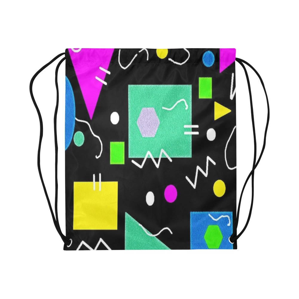 Squares, Circles Triangles Lines Large Drawstring Bag Model 1604 (Twin Sides)  16.5"(W) * 19.3"(H)