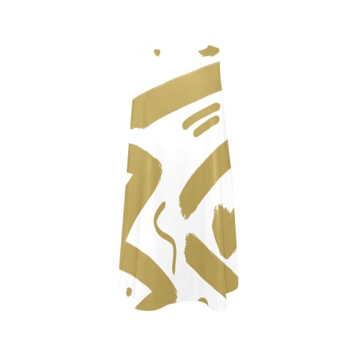 Tribal Gold and White Sleeveless A-Line Pocket Dress (Model D57)