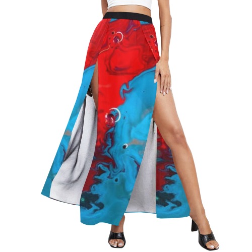 Painted Abstract High Slit Long Beach Dress (Model S40)