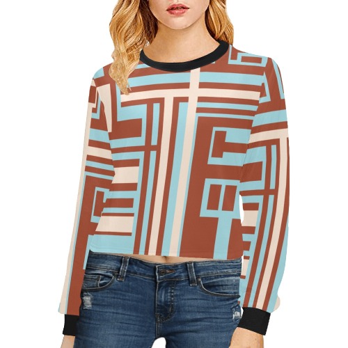 Model 1 Crop Pullover Sweatshirts for Women (Model H20)