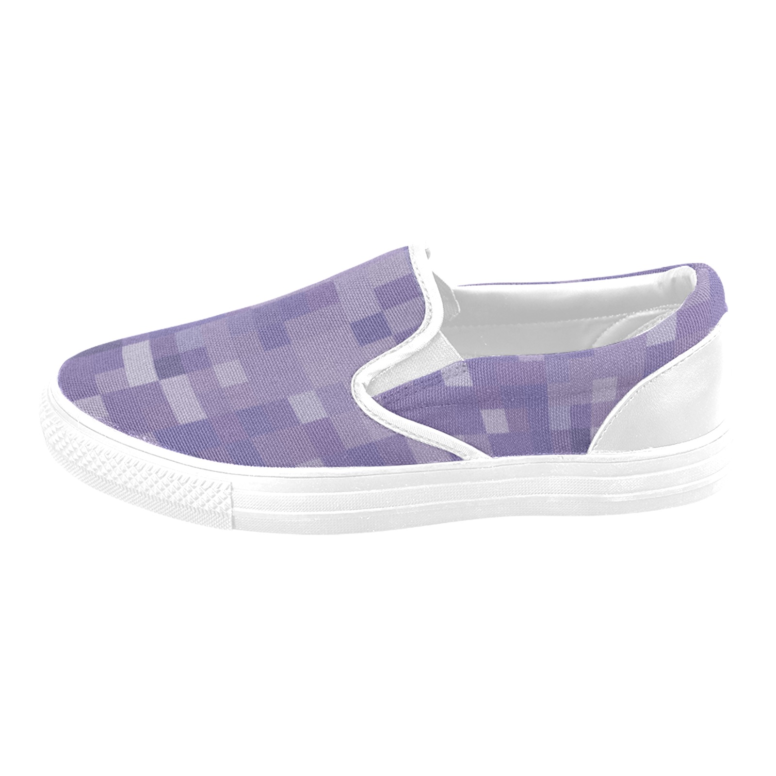 Purple Color Blocks Women's Unusual Slip-on Canvas Shoes (Model 019)
