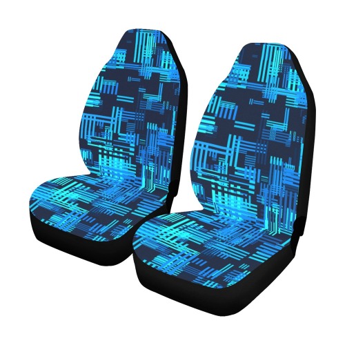 Crosshatch Pattern (Blue/Black) Car Seat Covers (Set of 2)