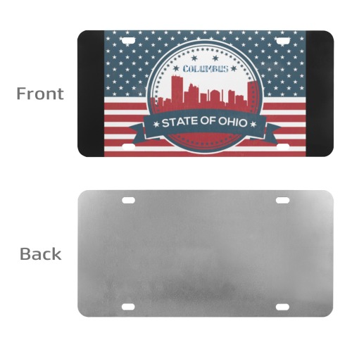 Columbus Ohio Retro American Flag Custom License Plate