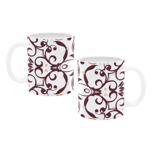 Abstract purple floral pattern White Mug(11OZ)