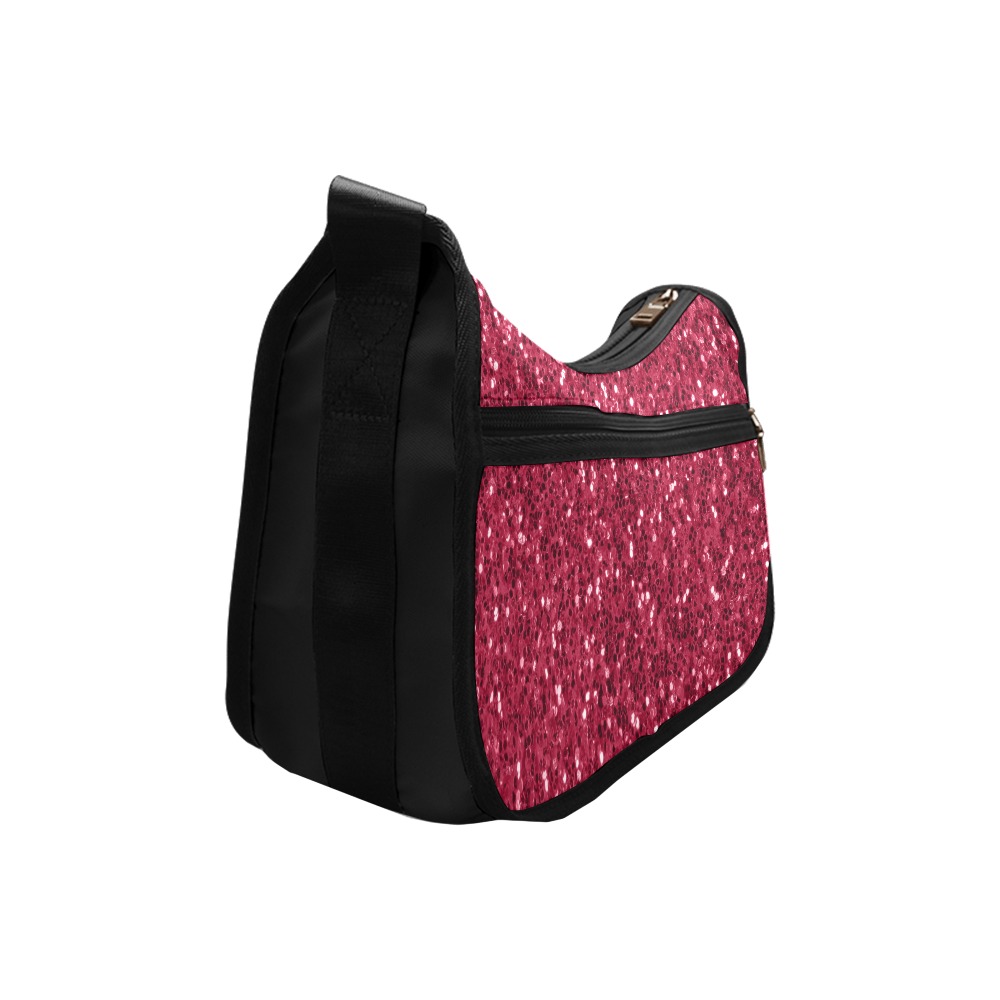 Magenta dark pink red faux sparkles glitter Crossbody Bags (Model 1616)