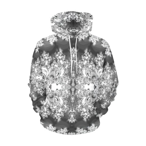 Silver Linings Frost Fractal All Over Print Hoodie for Women (USA Size) (Model H13)