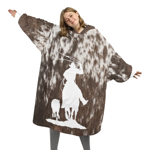 Adult CalfRoperWht BrownCowhide Blkt Hoodie