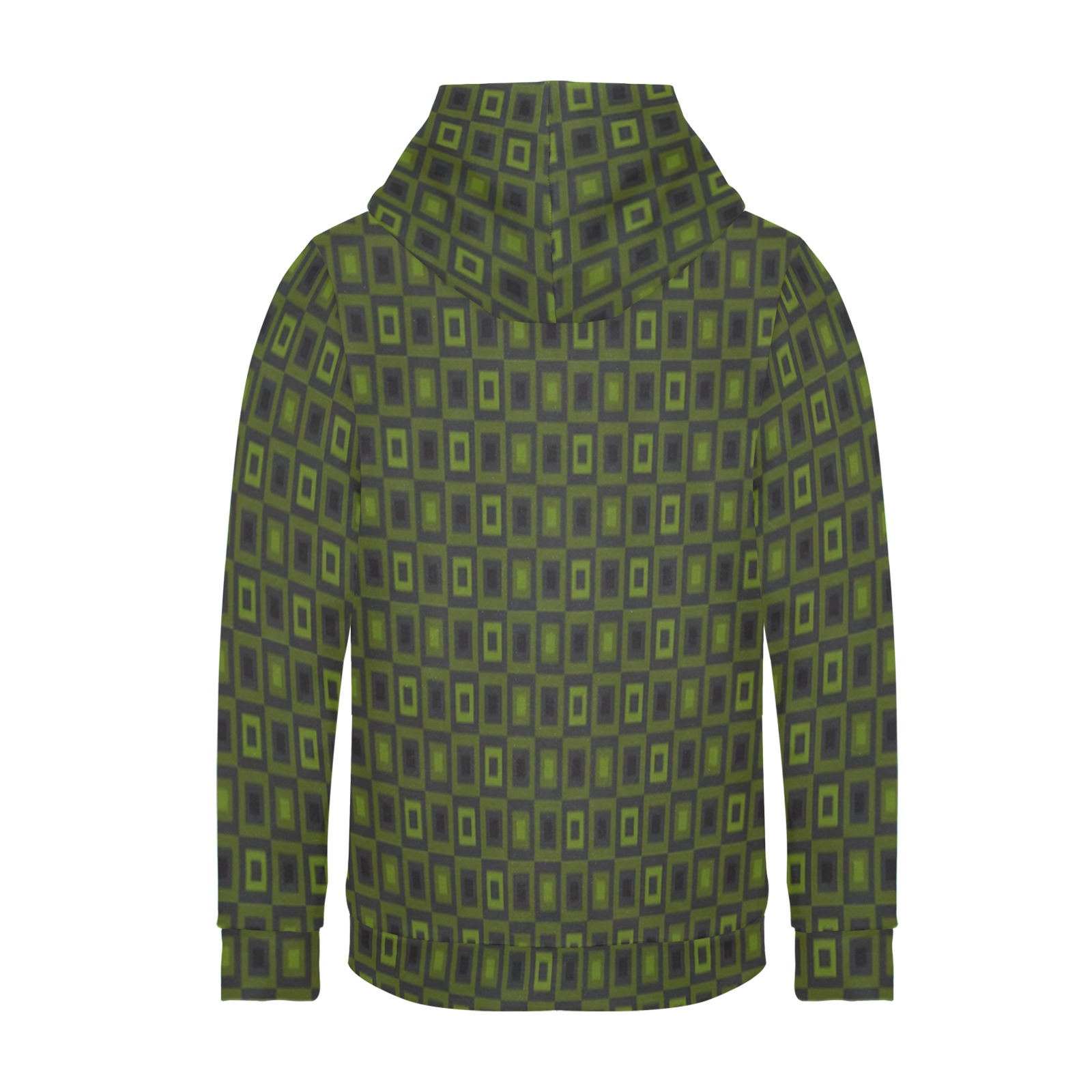 Green blocks Women's Long Sleeve Fleece Hoodie (Model H55)