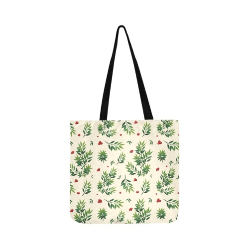 Red and green berries and leaves pattern Reusable Shopping Bag Model 1660 (Two sides)