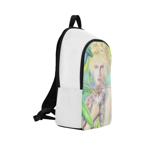 Girl with a cat Fabric Backpack for Adult (Model 1659)
