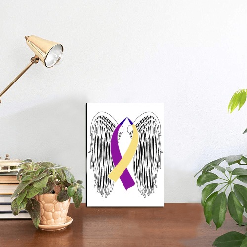 Winged Ribbon Bladder Cancer Photo Panel for Tabletop Display 6"x8"