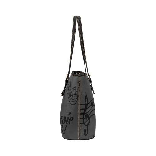 Music_Notes_ gray Leather Tote Bag/Large (Model 1651)