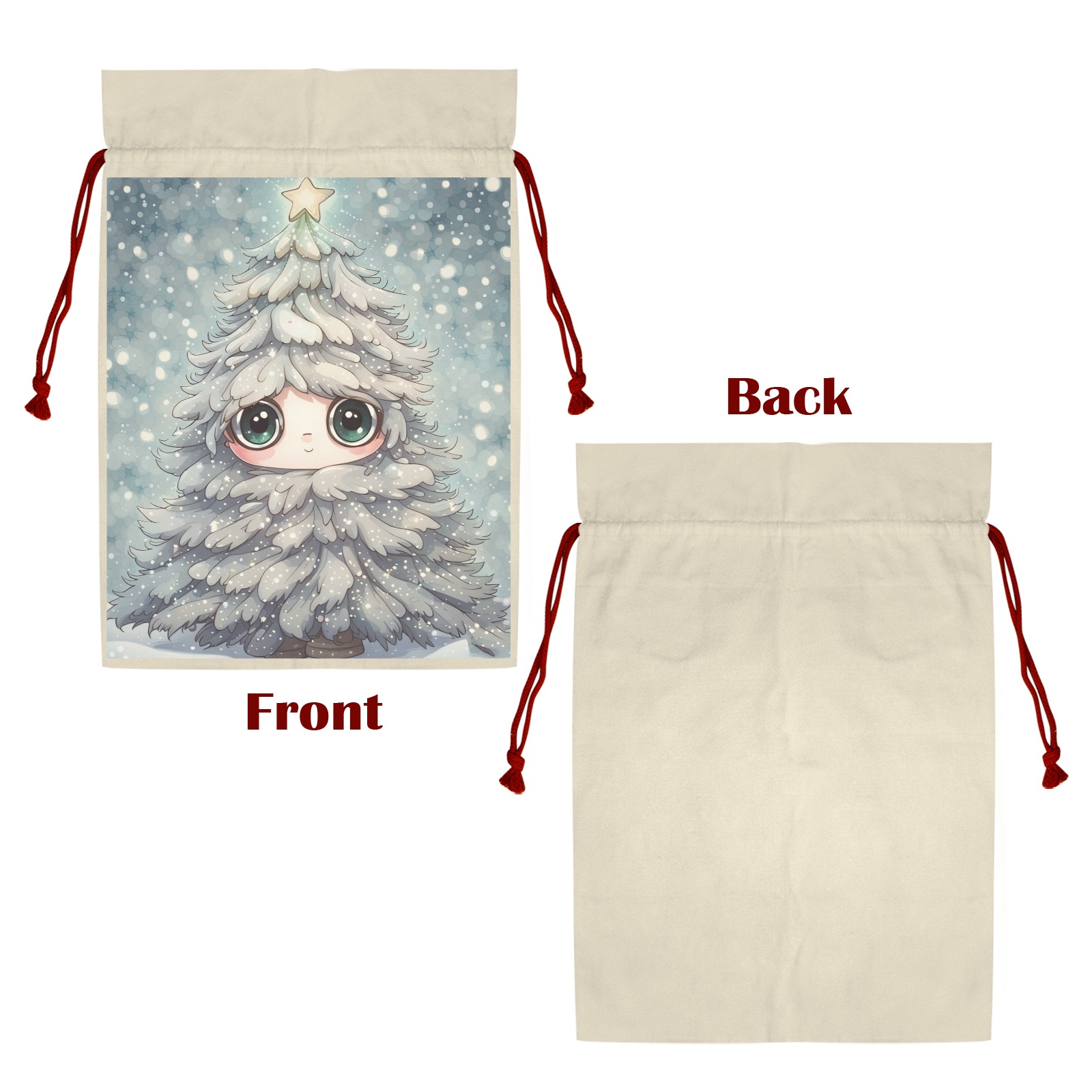 Little Christmas Tree Santa Claus Drawstring Bag 21"x32" (One-Sided Printing)