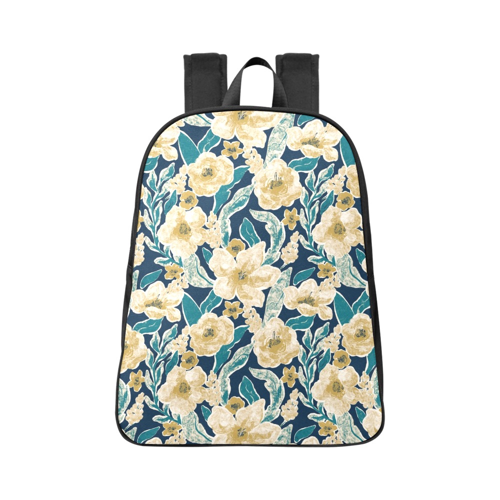 Painted Flowers Fabric School Backpack (Model 1682) (Large)