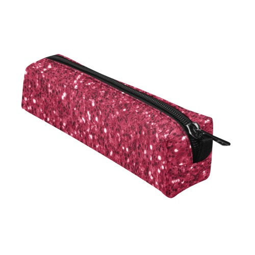 Magenta dark pink red faux sparkles glitter Pencil Pouch/Small (Model 1681)