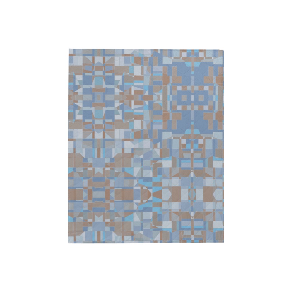 Gray Blue Brown Mosaic Quilt 40"x50"