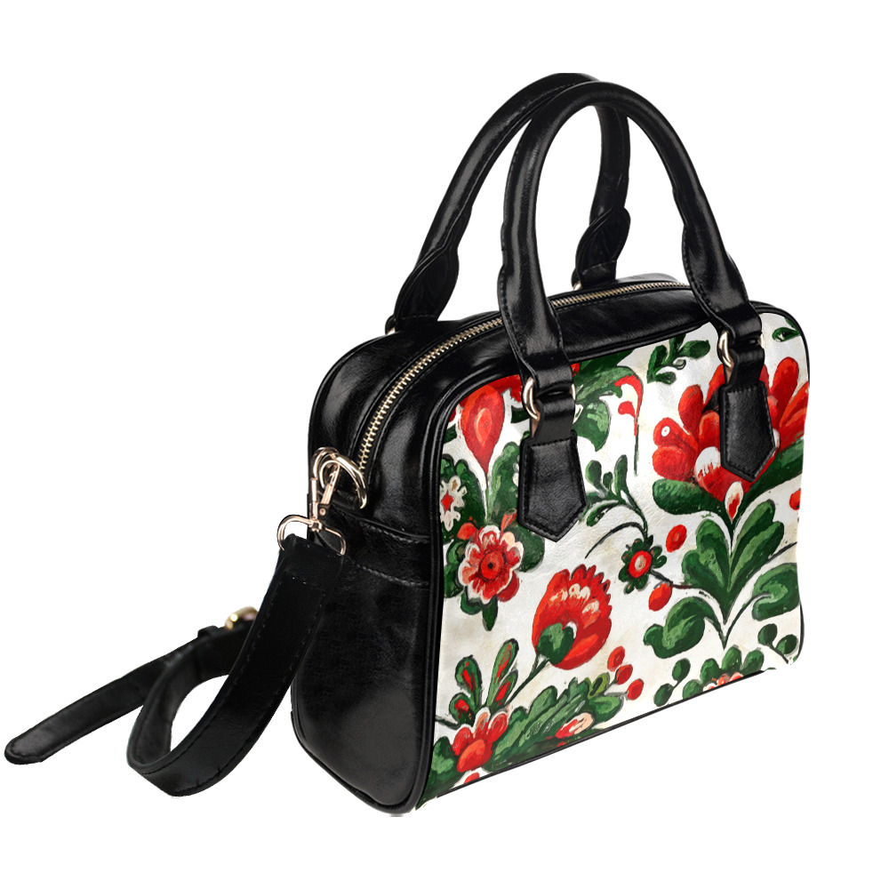 folklore motifs red flowers bag Shoulder Handbag (Model 1634)