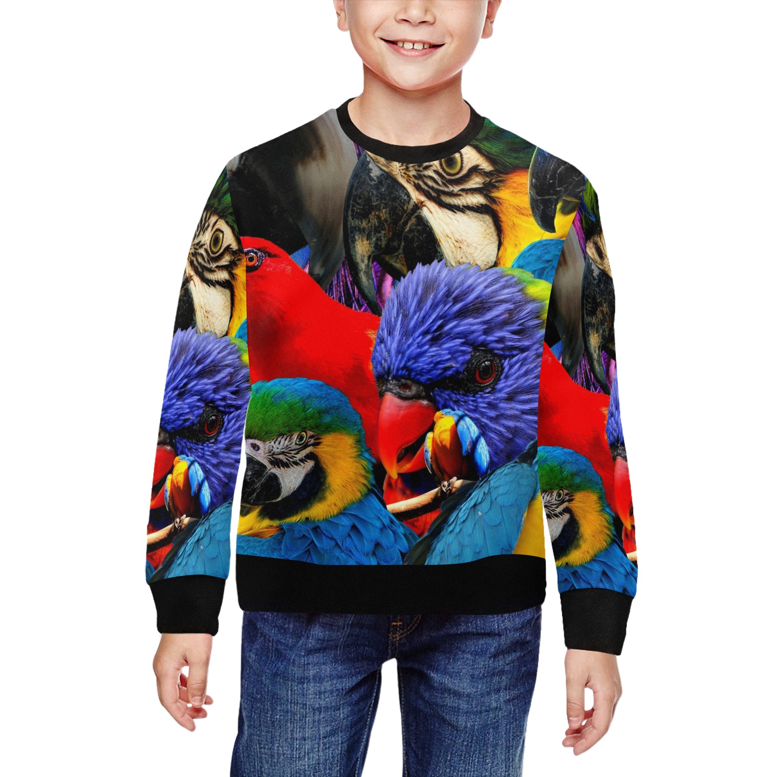 PARROTS All Over Print Crewneck Sweatshirt for Kids (Model H29)