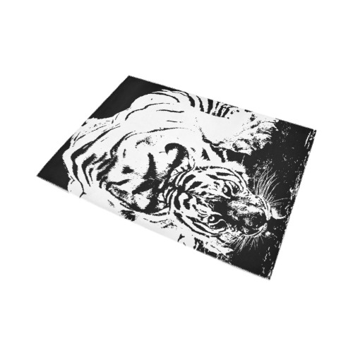 Tiger Transparent Black Outline Area Rug7'x5'