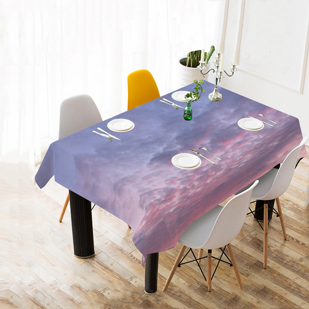 Morning Purple Sunrise Collection Cotton Linen Tablecloth 60"x 84"