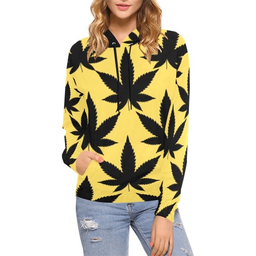 weed Hoddie All Over Print Hoodie for Women (USA Size) (Model H13)