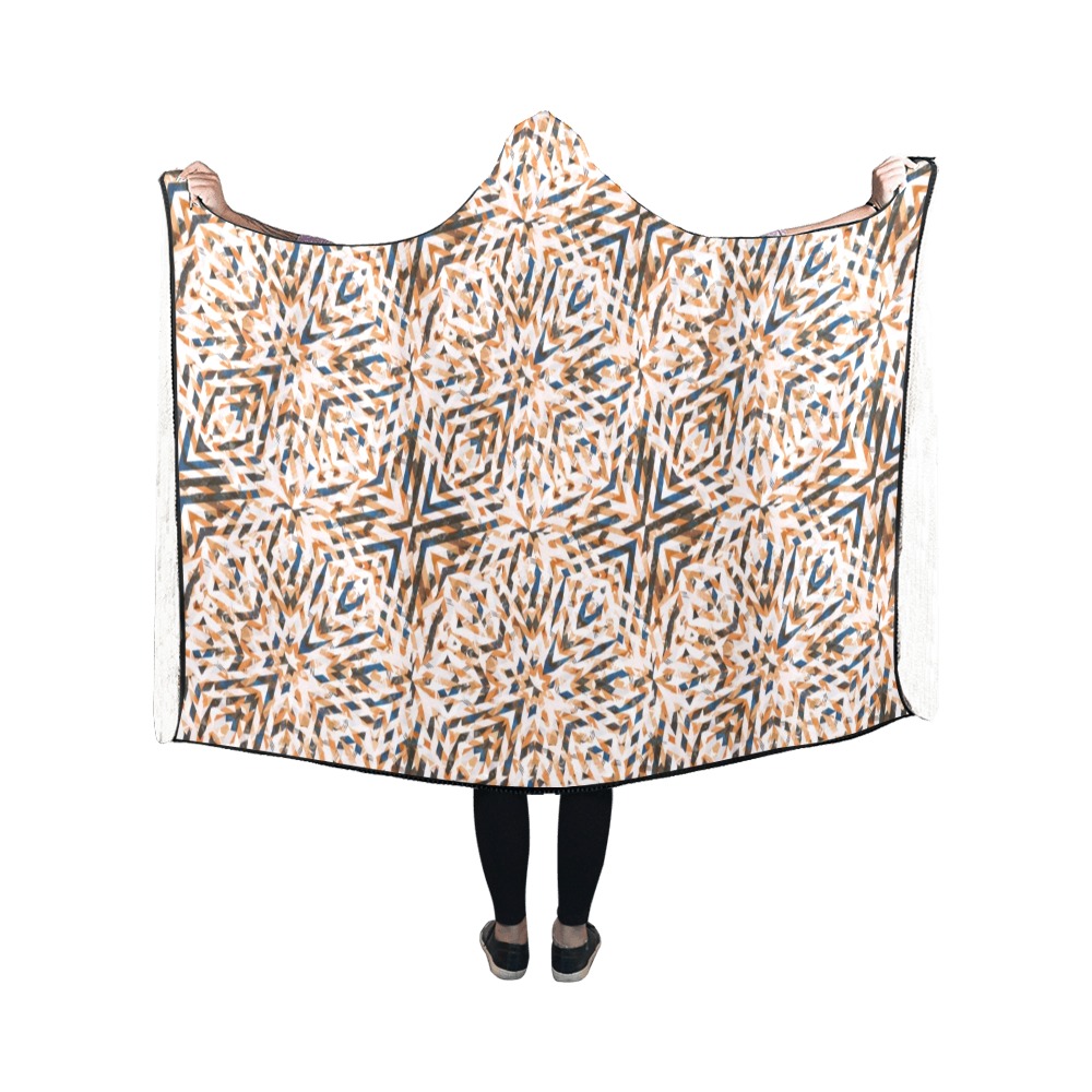 Geometric vintage mosaic 23 Hooded Blanket 50''x40''