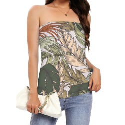 Autumn_palm_leaves 7 Women's Long Tube Top (Model T84)