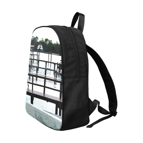 Docks On The River 7580 Fabric School Backpack (Model 1682) (Large)