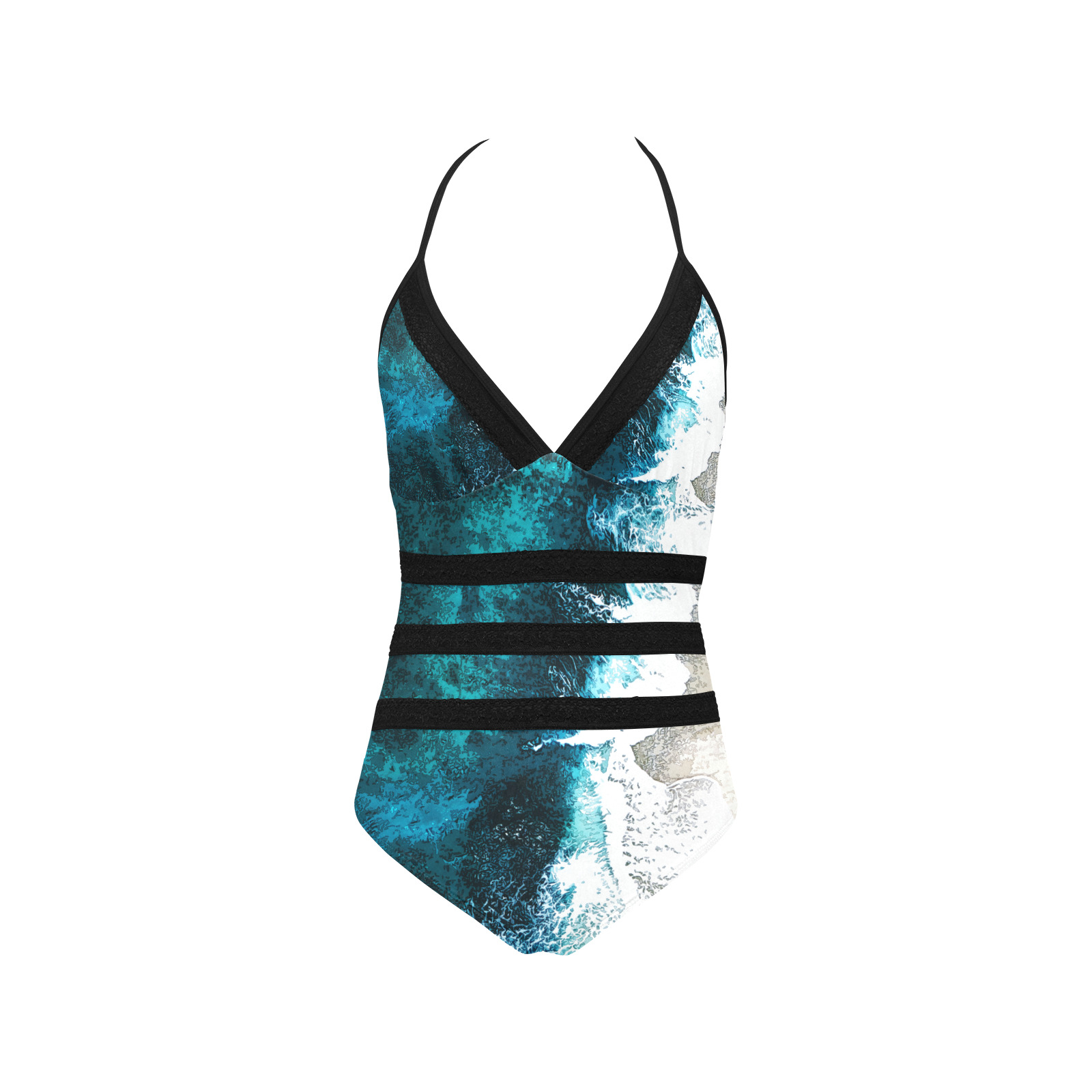 Ocean And Beach Lace Band Embossing Swimsuit (Model S15)