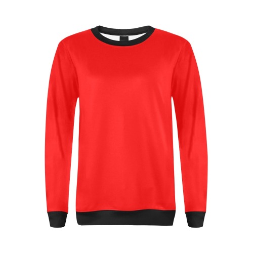 Merry Christmas Red Solid Color All Over Print Crewneck Sweatshirt for Women (Model H18)