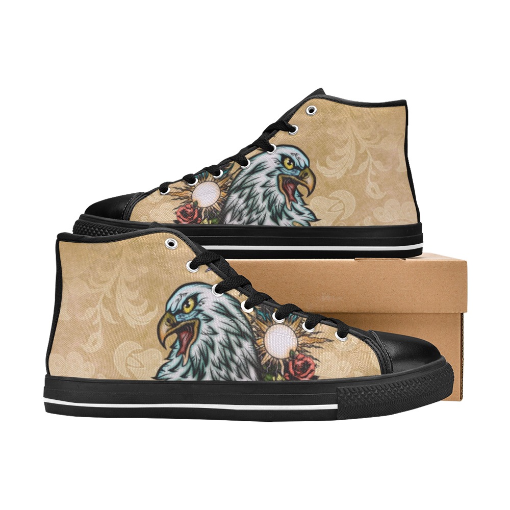 Wonderful  eagle with moon and sun Women's Classic High Top Canvas Shoes (Model 017)