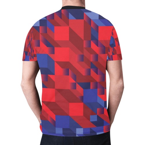 Red Abstract Geometric New All Over Print T-shirt for Men (Model T45)