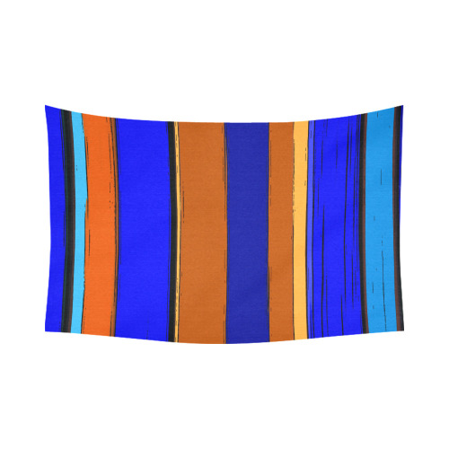 Abstract Blue And Orange 930 Cotton Linen Wall Tapestry 90"x 60"
