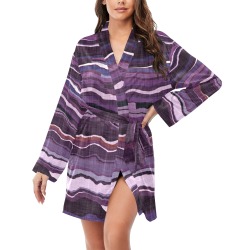Camo brushstrokes pink VC2 Women's Long Sleeve Belted Night Robe