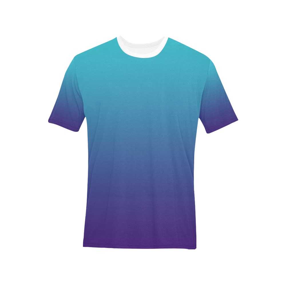 blu mau Men's All Over Print T-Shirt (Solid Color Neck) (Model T63)